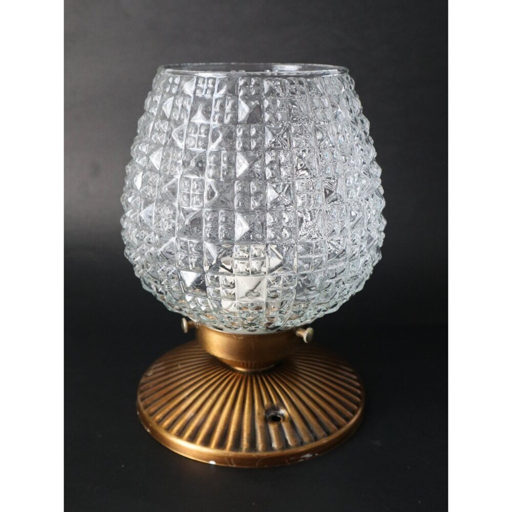 Vintage MCM Ceiling light Clear Lamp Shade & Fixture - Picture 2 of 9